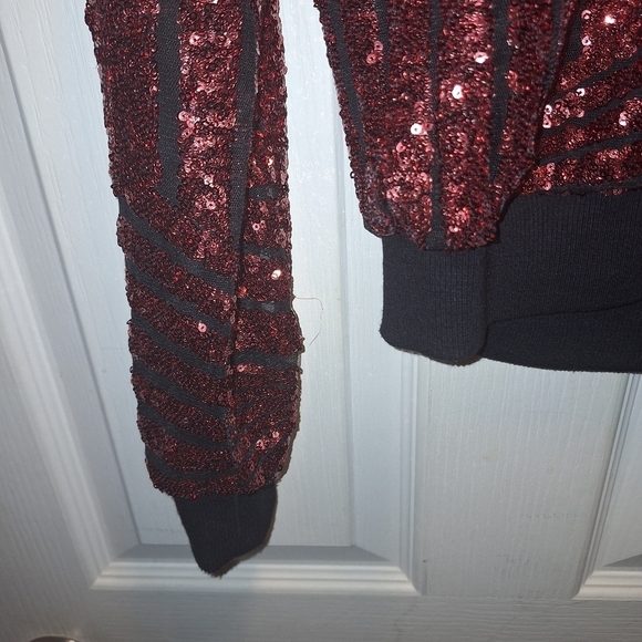 Starlette Red Sequin Zipper Jacket Small - Picture 3 of 5
